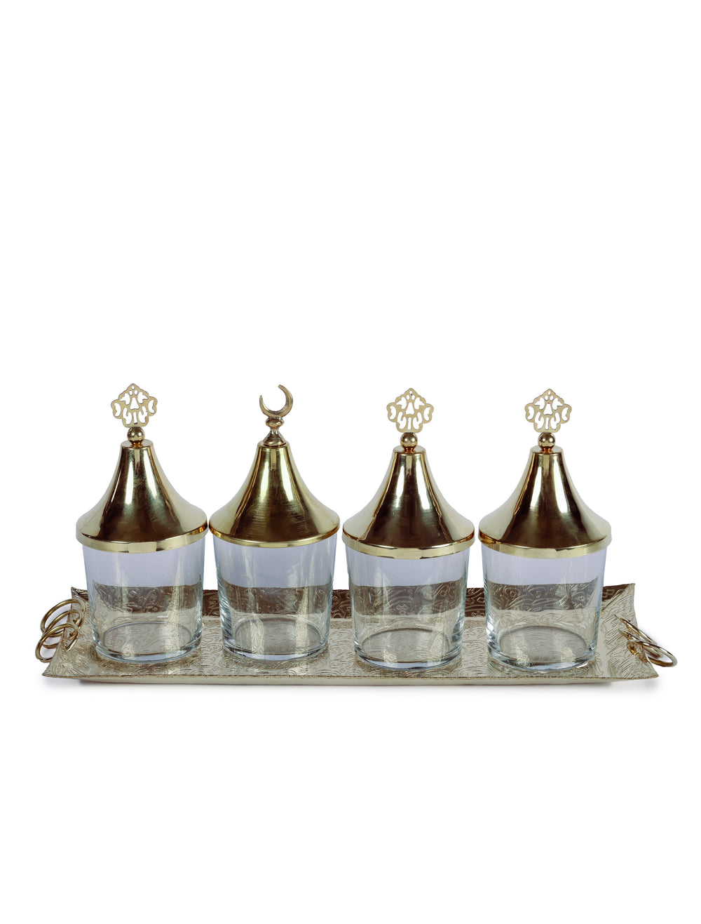 Brass Glass Jars Tray