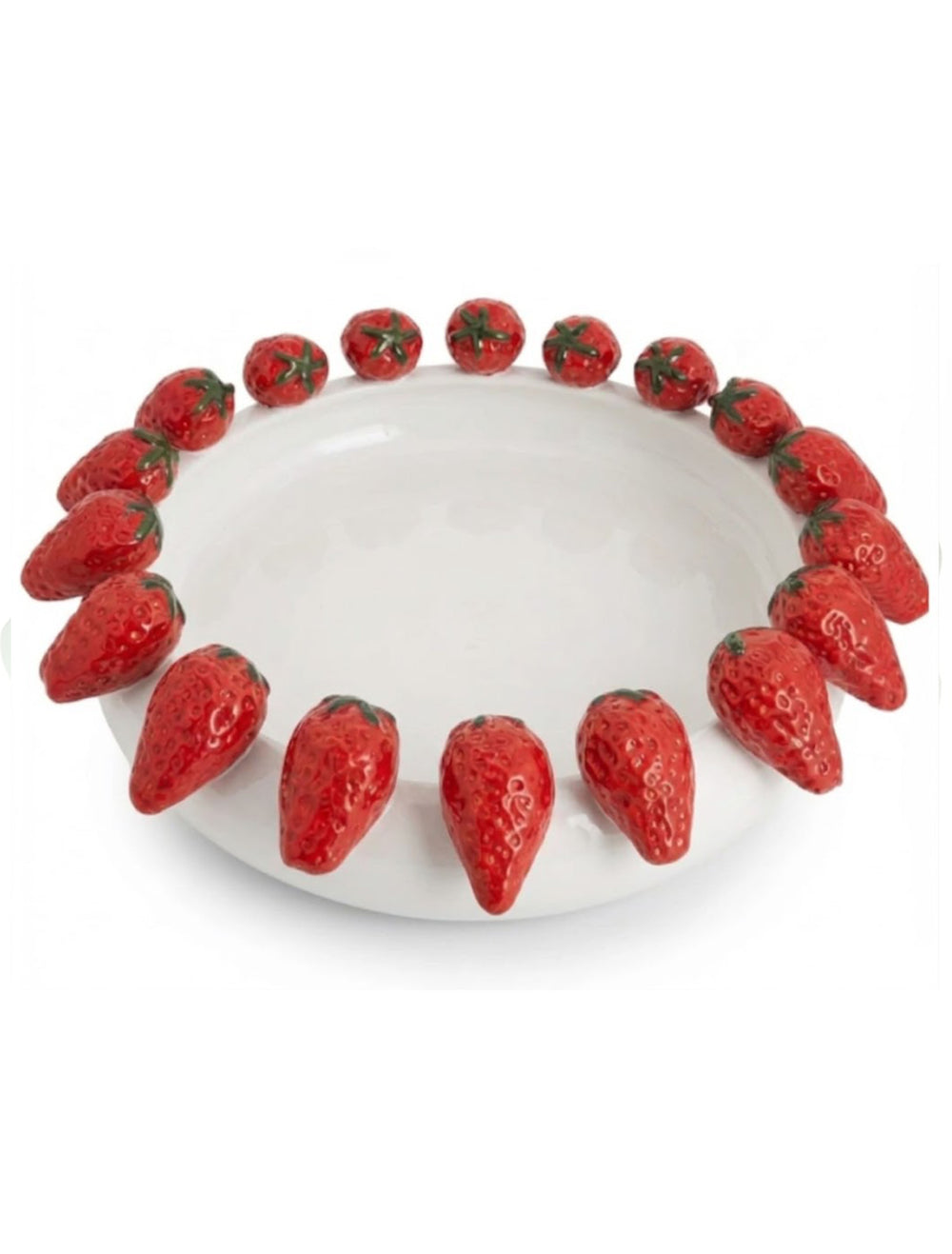 Glazed White Strawberry Serving Dish